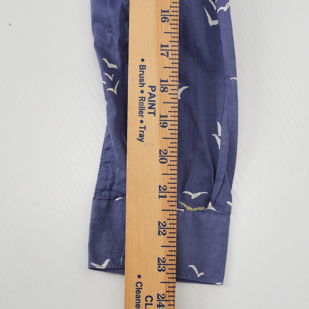 Columbia PFG Shirt Womens Small Blue Bird Print Roll Tab Long Sleeve Cotton - Picture 14 of 15